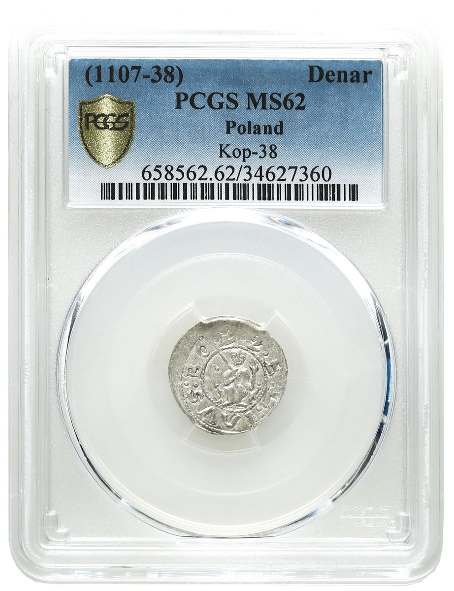 Bolesław III Krzywousty (1102-1138). Denar PCGS MS62 (MAX) - RZADKOŚĆ R4